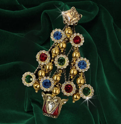 Retro 1940s Christmas Tree Brooch