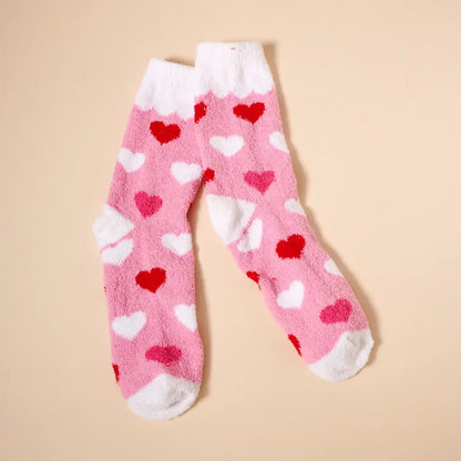 Hearts Pattern Fuzzy Socks Assorted