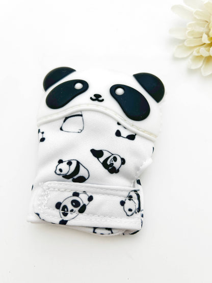 Monochromatic Panda Baby Teething Mitten