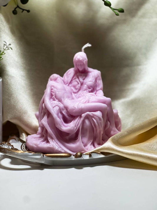 Sculpted Italian Pieta Statue Candle 5.5x6in - Religion