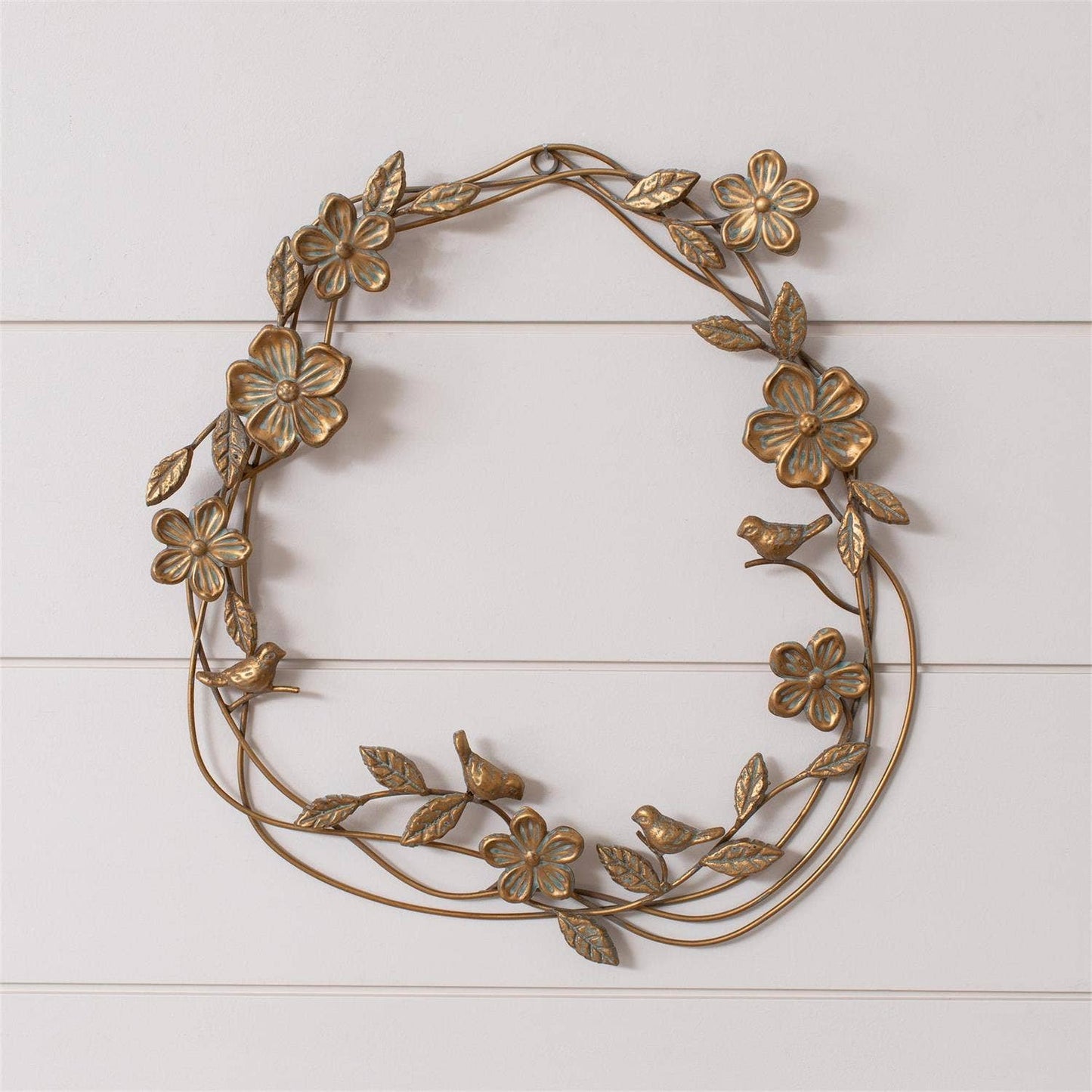 Gold Floral Wreath with Flowers & Vines