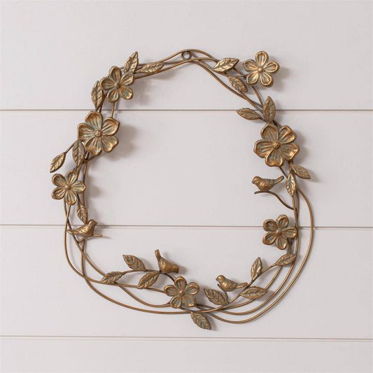 Gold Floral Wreath with Flowers & Vines