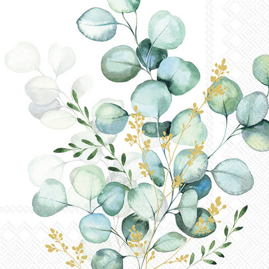 Paper Lunch Napkin 20 Ct Eucalyptus Bouquet Gold