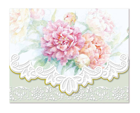 Peony Embossed, Die-cut Boxed Portfolio Note Cards