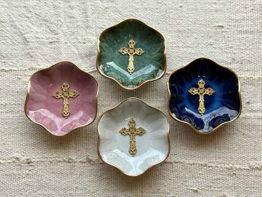 Ten Twenty Six Designs - Lotus Flower Cross Jewelry Dish