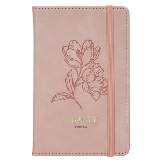 Christian Art Gifts - Small Notebook with Elastic Closure Faux HC Pink Trust
