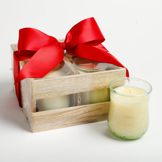 Apple Jack Set of 4 Votives in Wooden Crate