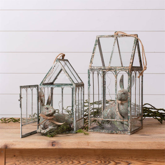 Rustic Metal Greenhouse (Set Of 2)