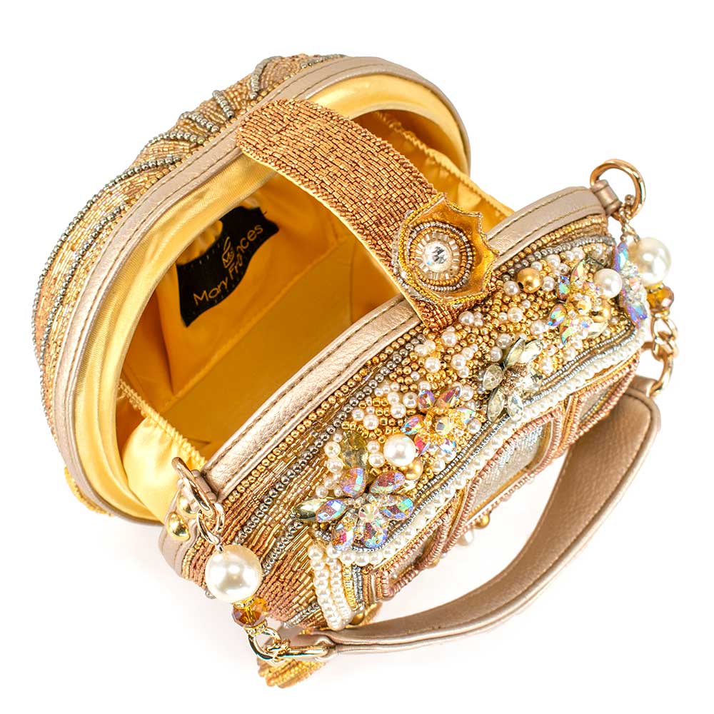 Mary Frances Dream Big Beaded Gold Carriage Handbag