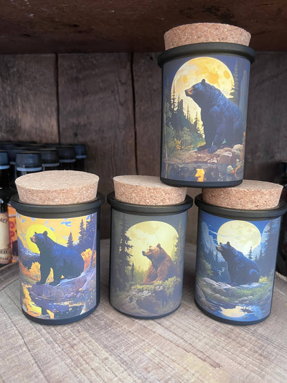 Art Nouveau Bears Art Candle  Black Bear, Grizzly Bear Mtn