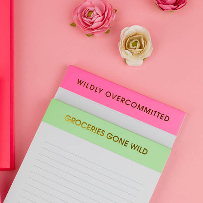 Chez Gagné - Wildly Overcommitted - Lined Notepad - Bright Pink - 65 perforated pages - 5x8