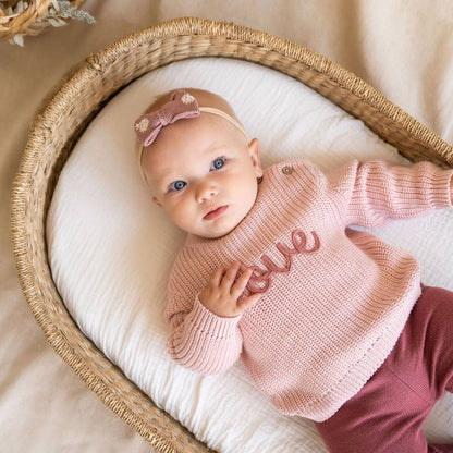 Love  Embroidered Chunky Knit Baby Sweater (Organic)