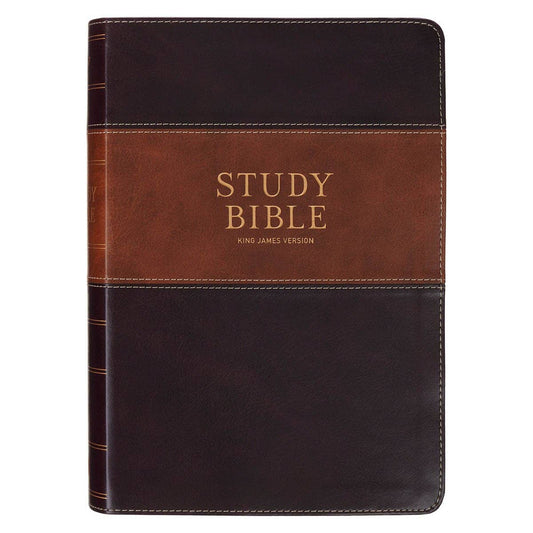 KJV Study Bible Faux Leather, Two-tone Brown