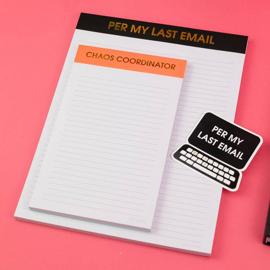 Chaos Coordinator - Lined Notepad - Neon Orange - 65 perforated pages - 5x8