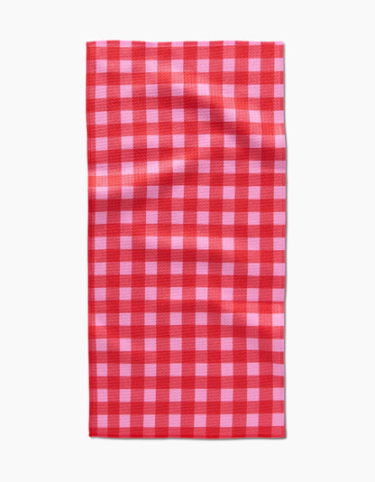 Geometry - Cherry Gingham Bar Towel