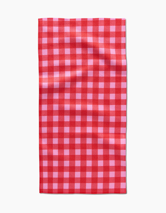 Geometry - Cherry Gingham Bar Towel
