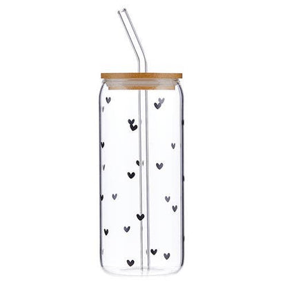Glass Cold Brew Tumbler - Black Hearts
