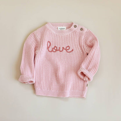 Love  Embroidered Chunky Knit Baby Sweater (Organic)