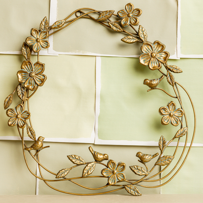 Gold Floral Wreath with Flowers & Vines