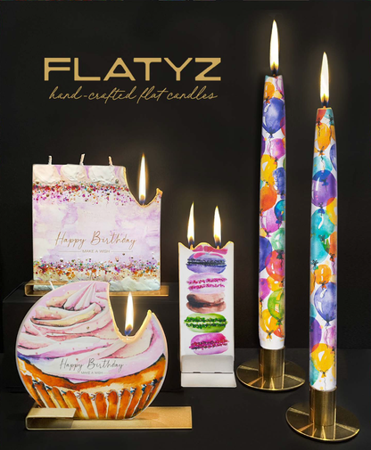 Flat Handmade Candle-Square Happy Birthday Cake with Sprinkles