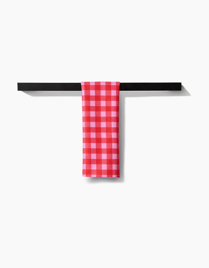 Geometry - Cherry Gingham Bar Towel