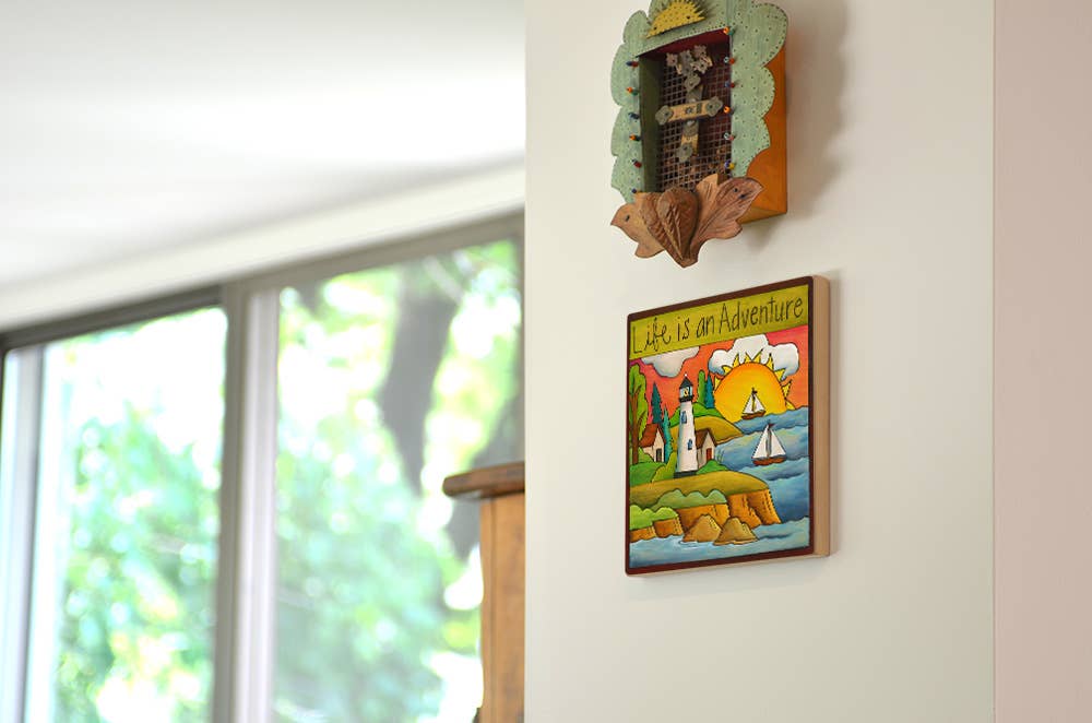 Placa de pared "La vida es una aventura" - 23x23 cm