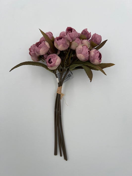 Mini ranúnculo morado claro de 10,5 pulgadas con 5 tallos