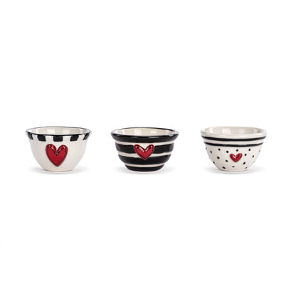 Red Heart Mini Bowls Set of 3 Assorted