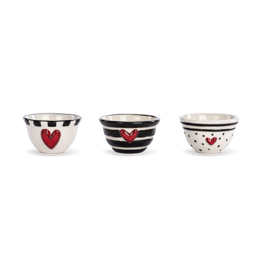 Red Heart Mini Bowls Set of 3 Assorted