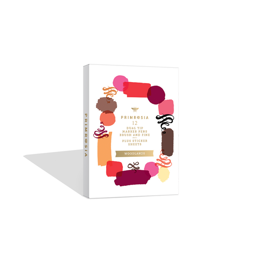 Rotuladores de doble punta y hojas de pegatinas de 'Woodlands'