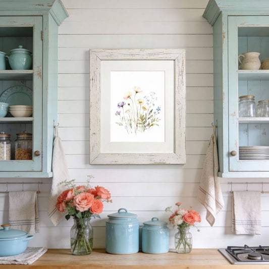 Wildflower Watercolor Art Print, Cottagecore Wall Decor