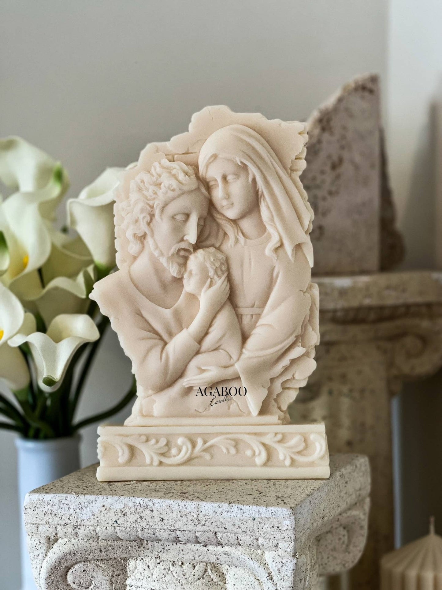 Catholic Holy Family Candle 8x5x1in - Religion