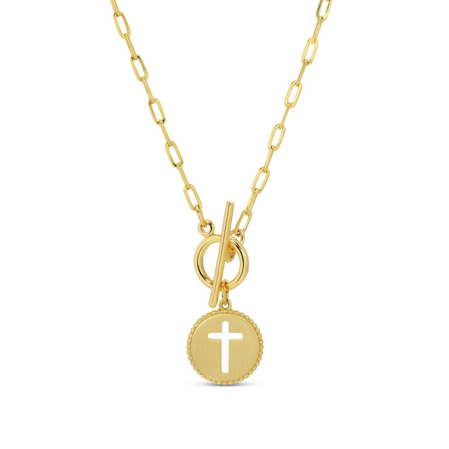 Cross Paperclip Toggle Necklace