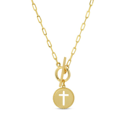 Cross Paperclip Toggle Necklace