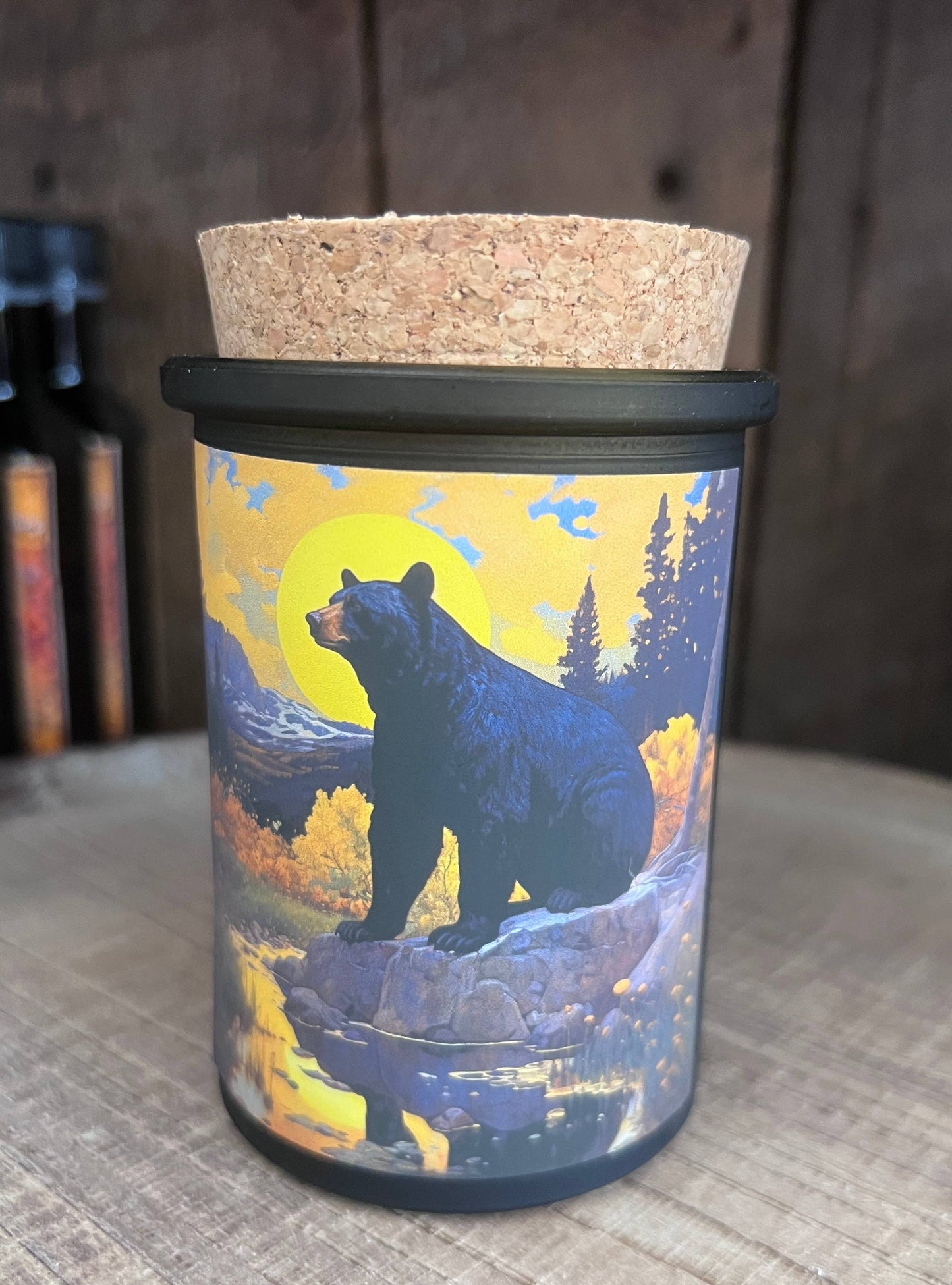 Art Nouveau Bears Art Candle  Black Bear, Grizzly Bear Mtn