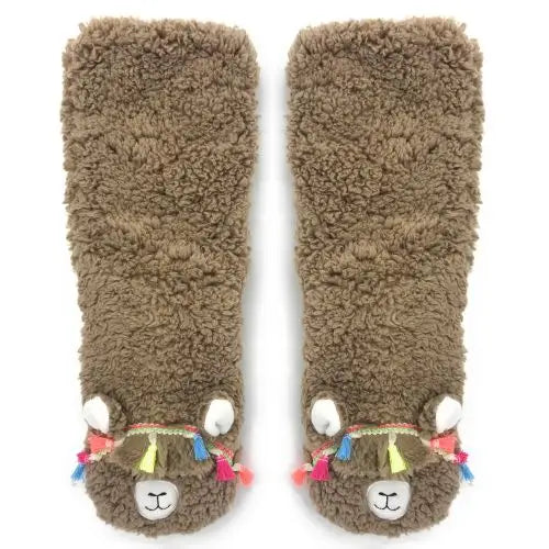 Llama Call You Funny Fluffy Gripper Slippers