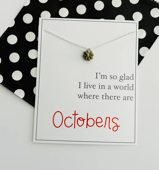 Dainty October Pumpkin Necklace