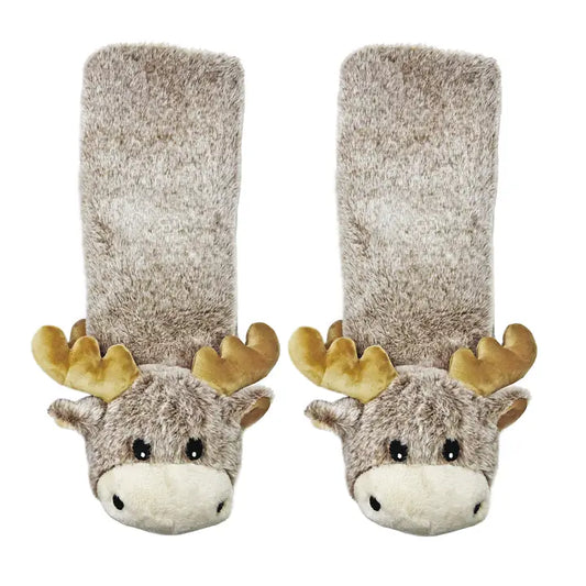 Moose Up  Plush Gripper Slipper Socks