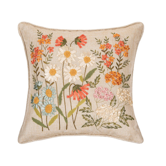C&F Home - Daisy Garden Floral Ribbon Art Throw Pillow