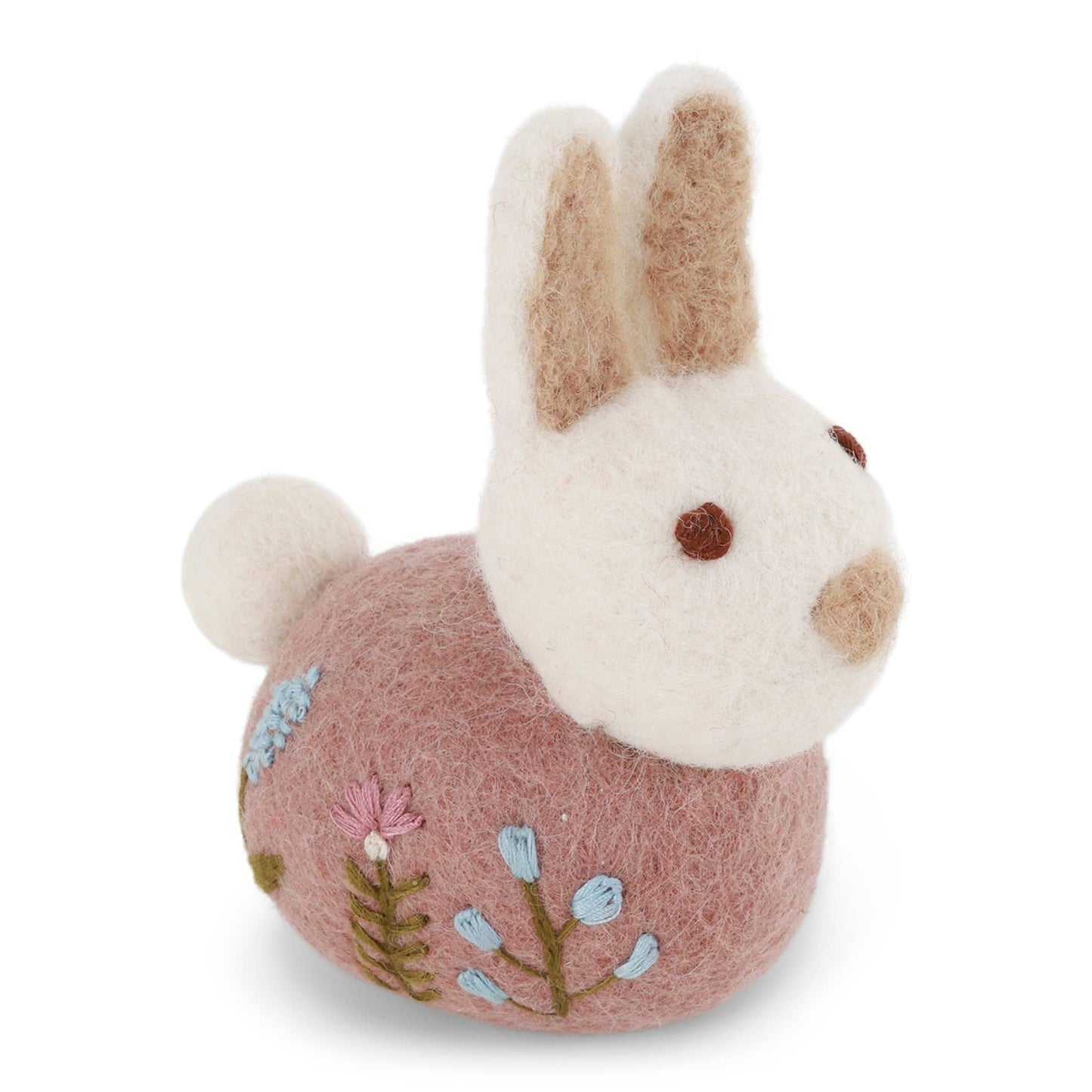 Sitting Bunny with Flower Embroidery - Lavender