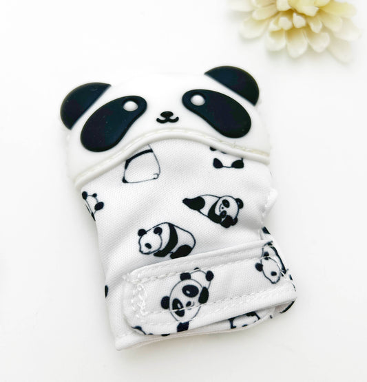 Monochromatic Panda Baby Teething Mitten