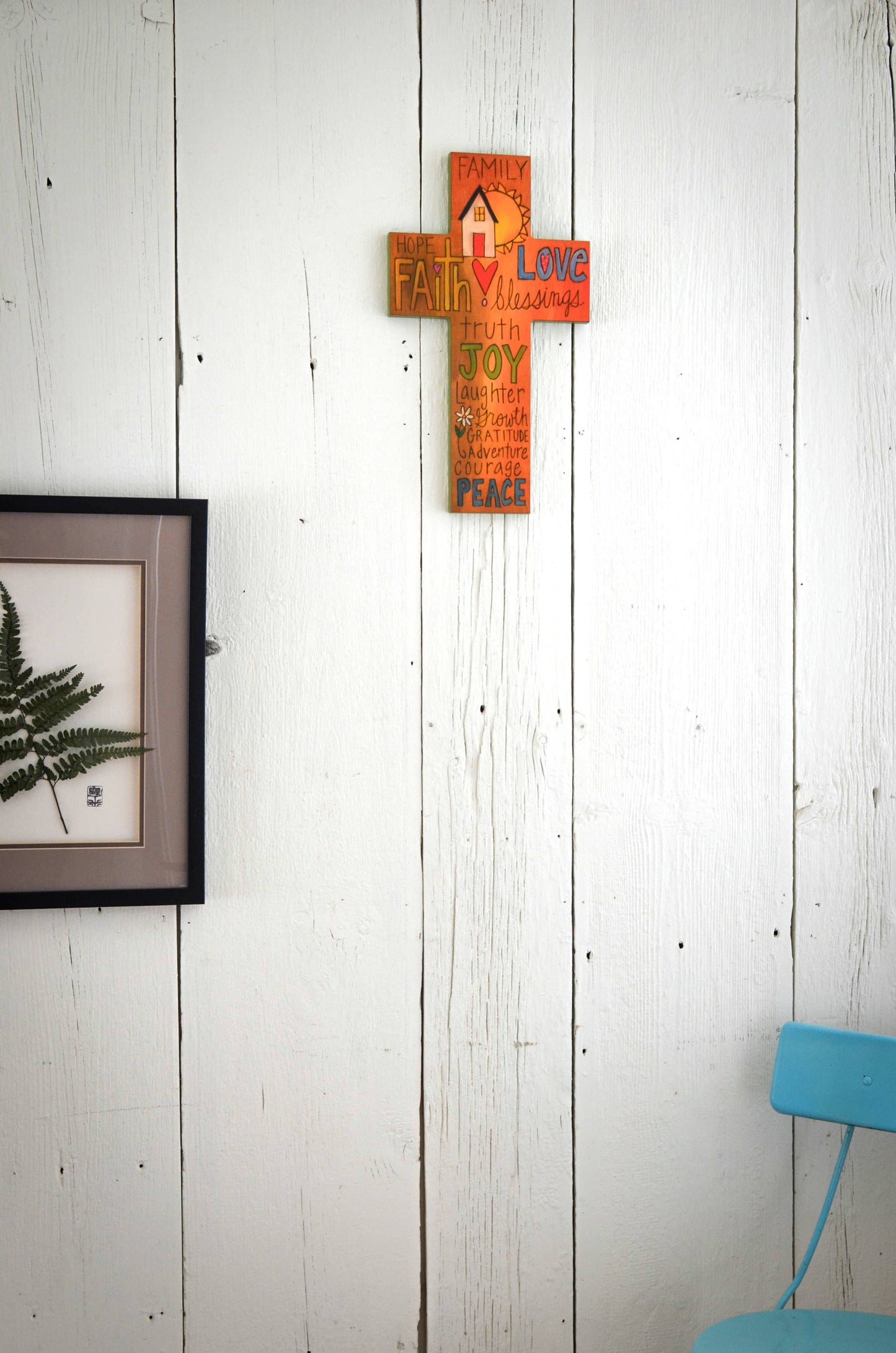 Placa en forma de cruz "Alegría de la Familia"