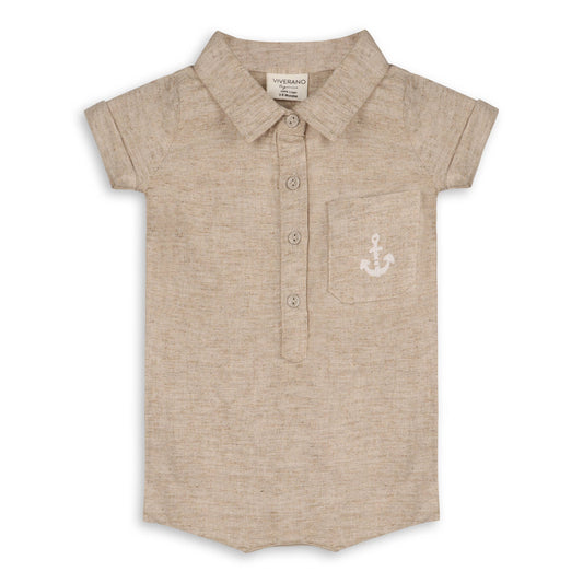 Riley Anchor Baby Romper (Natural Linen Blend)