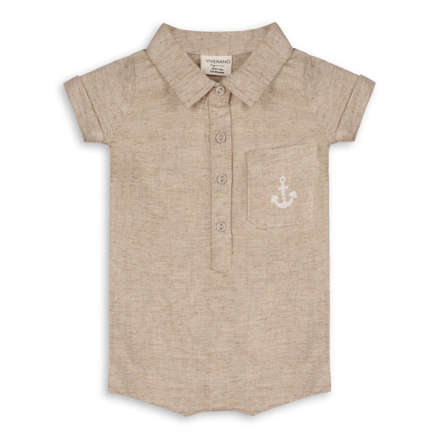 Riley Anchor Baby Romper (Natural Linen Blend)
