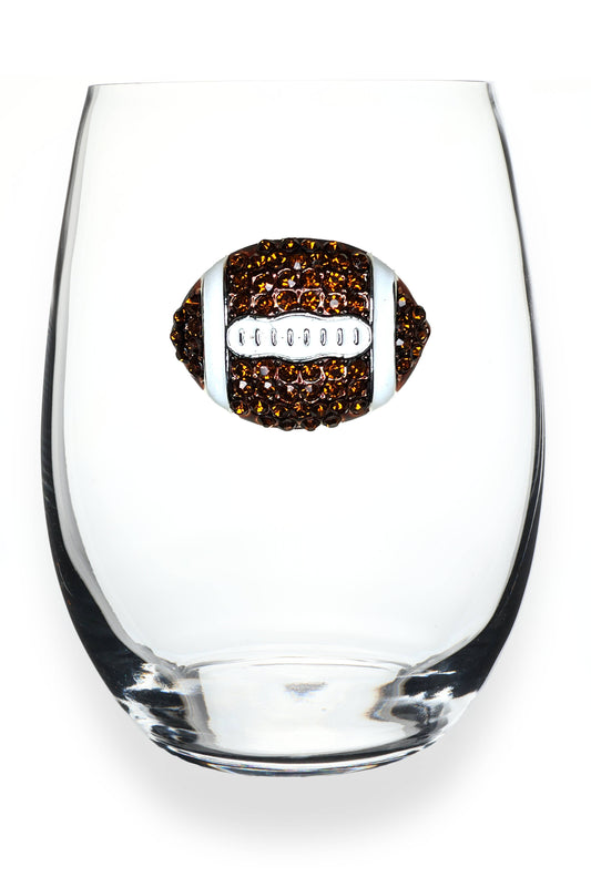 Football Jewel Wine Glass  - Brown/White