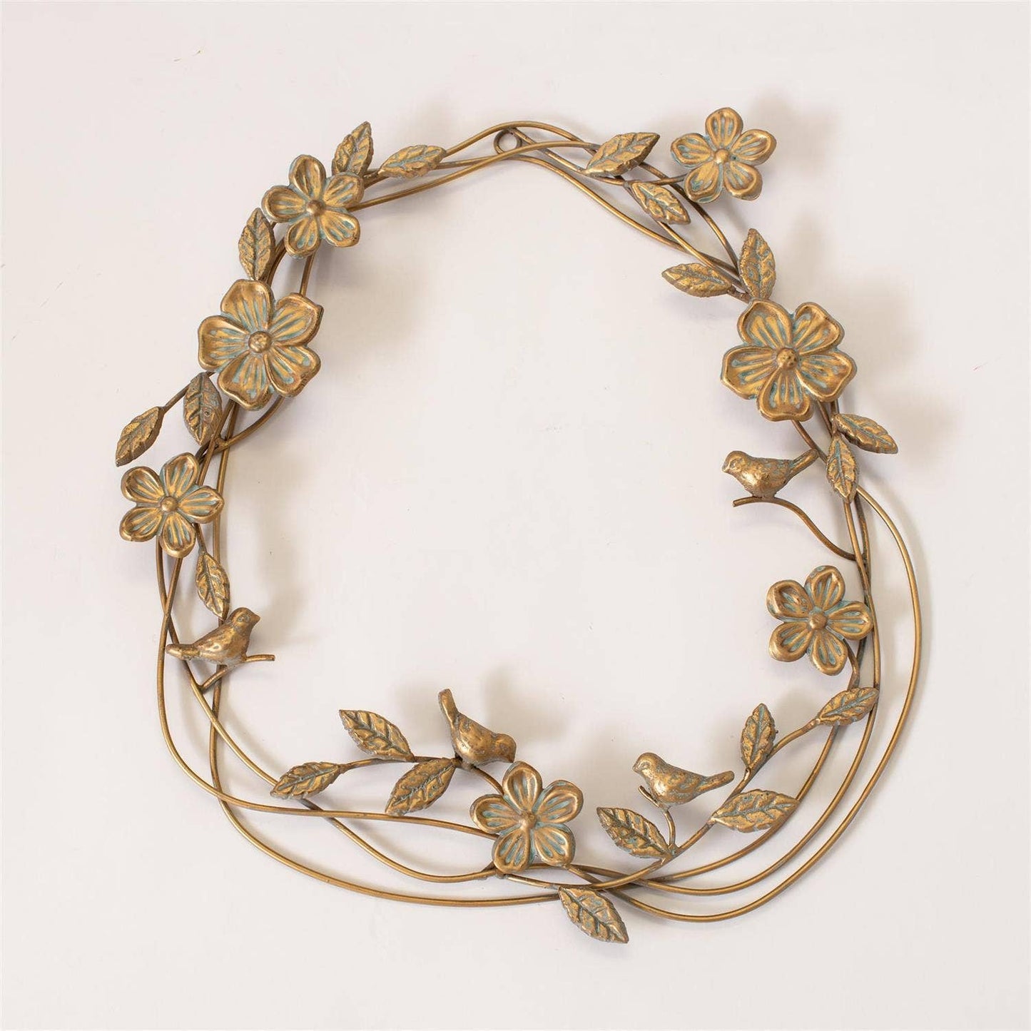 Gold Floral Wreath with Flowers & Vines