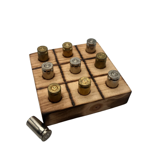 Tic Tac Toe Game with Bullet Casings, Man Cave
