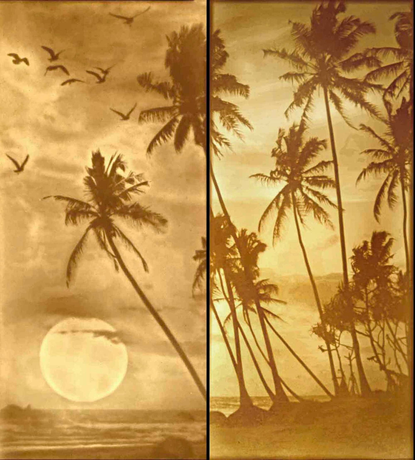 Lámpara de litofanía de porcelana "Atardecer tropical"