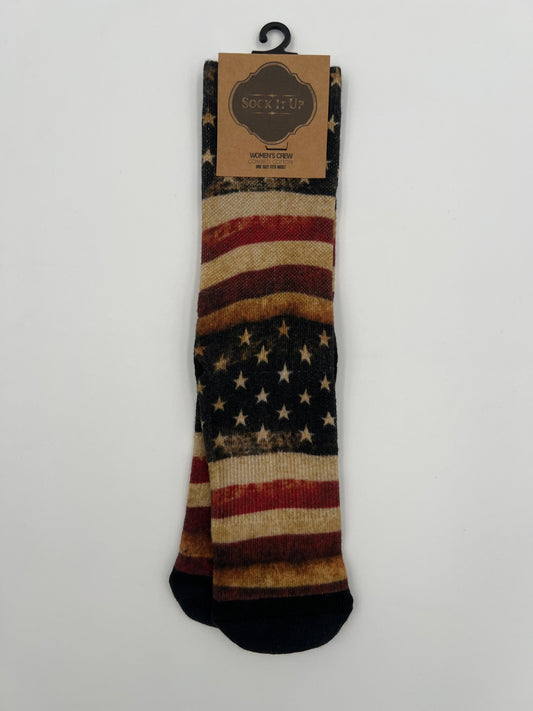 Women's 360 Printed Crew Socks-Born on the 4th of July