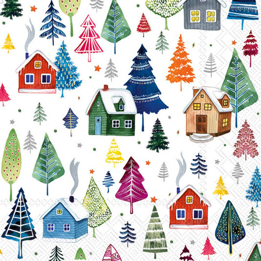 Paper Cocktail Napkins Pack of 20 Winter Village Christmas